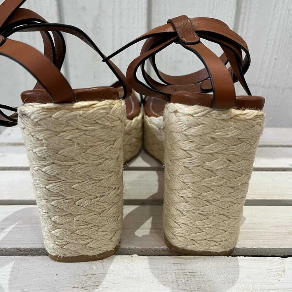 Frame Le Venice Espadrille Platform Wedge Sandal In Tobacco - Size 40 - Picture 8 of 11